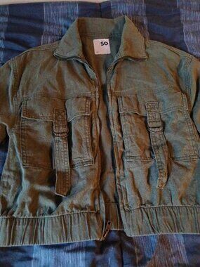 Juniors' SO Utility Jacket Army Style OD Green